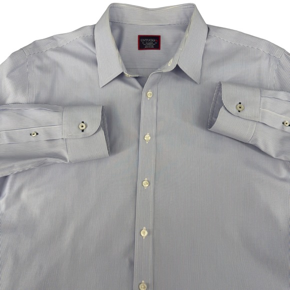 UNTUCKit Other - UNTUCKit Pio Cesare Shirt Mens XL Blue White Stripe Wrinkle Free Cotton Button